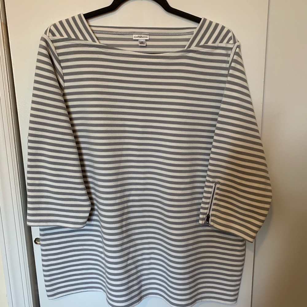 Women's 3/4 Sleeve Striped Boatneck Top